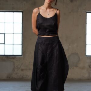 Black asymmetrical linen skirt