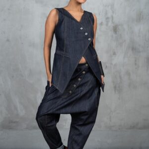 Denim harem pants women